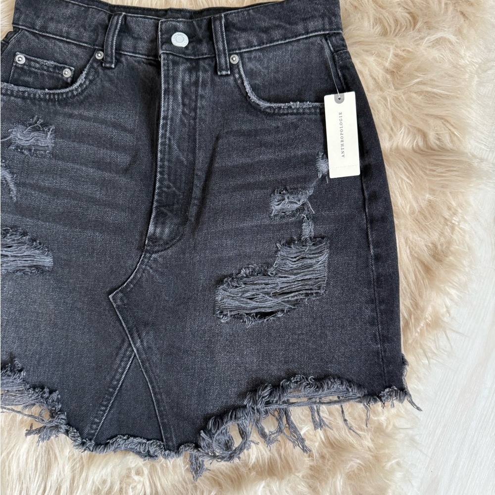 NWT Anthropologie Pilcro Destroyed Denim Mini Skirt - Picture 6 of 14
